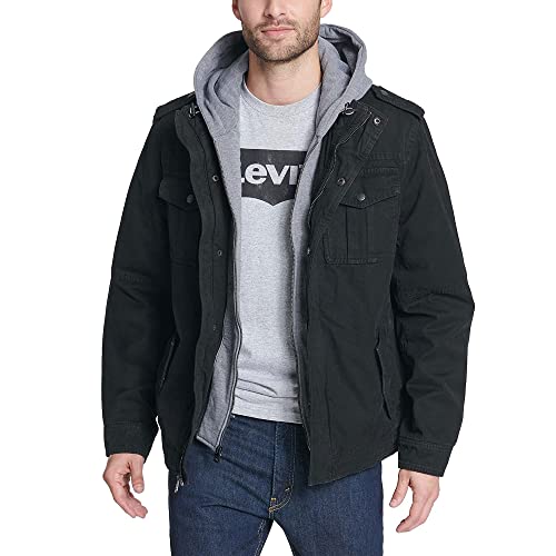 Image of Levi's Men's Washed Cotton Hooded Military Jacket (Regular & Big & Tall Sizes)
