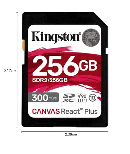 Image of Kingston Canvas React Plus 256GB SD Card | SDXC UHS-II | 300R /260W U3 V90 | Full HD /4K /8K | SDR2 /256GB
