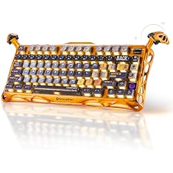 GravaStar Mercury K1 Pro Wireless Gaming Keyboard, Handcrafted Aluminum Alloy Mechanical Keyboard, 75% Layout, Hot-Swappable RGB Custom Keyboard with Linear Switches 【Battle-Worn Yellow】