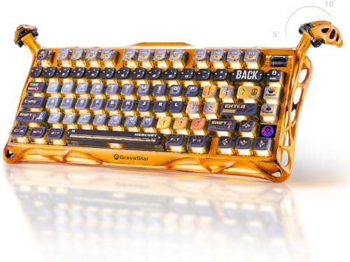 （20:30時点） GravaStar Mercury K1 Pro ゲーミングキーボード 無線 ワイヤレス 75%レイアウト テンキーレス ホットスワップ Bluetooth接続 ガスケット搭載 RGBライト 半アルミ製筐体 8000mAhバッテリー 音量コントロール グラバスター US配列 メカニカルキーボード Windows/Mac用 ウェザリングイエロー