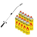 Unkrautbrenner inkl. 10x Butangaskartuschen Unkrautvernichter mit Piezo-Zündung Brenner mit Bajonettanschluss Abflammgerät für Butangas Ventilkartuschen System MSF-1A inklusive Gratis Verbands Set