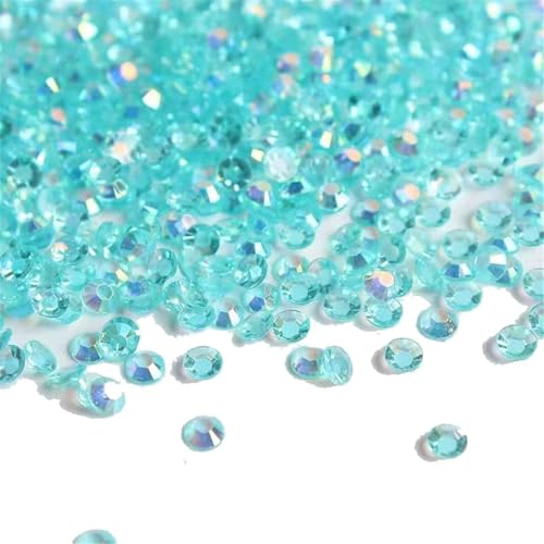 HAJHI Bijoux Ongles Nail Art Ab-Multicolore Nail Art Strass Fait Main Vêtements à Dos Plat Strass En Résine Décoratifs Yeux Lèvres(6mm-500pcs,Lake Blue)