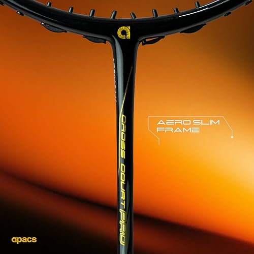 Image of APACS Cross Court Pro (4U)| 50T Carbon Fibre | T-Throat | Copper Fuse Tech for Reduces Vibration | (38LBS) Made in Vietnam Badminton Racket with Cover (for Pros)