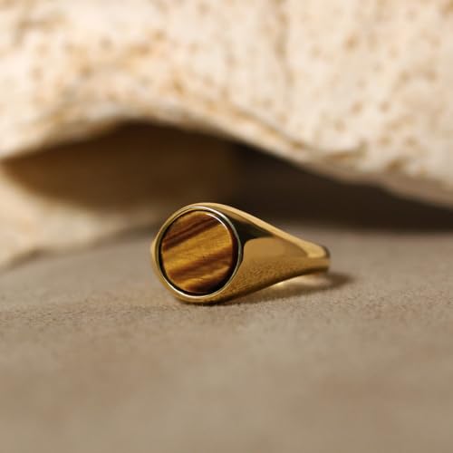 925 Silver Round Gemstone Mens Ring, Classic & Timeless Mens Jewelry, Unique 925 Sterling Silver Rings For Men, Black Onyx - Carnelian - Green Agate - Tigers Eye, Pinky Wedding Band, Boyfriend Gifts3