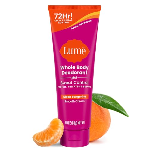 Image of Lume Whole Body Deodorant Plus Sweat Control - Smooth Cream Tube - 72 Hour Odor And Sweat Control - Baking Soda Free, Skin Loving - 3.0 ounce (Clean Tangerine)