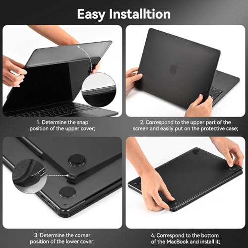 Image of BlueSwan for MacBook Air 15 inch Case M5 M4 M3 M2 2026 2025-2023, A3448 A3241 A3114 A2941, Sleek Fit Color Match, Grippy Matte Texture, Mac Book Air 15.3'' Hard Shell Laptop Cover, Midnight Black