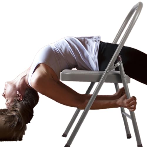 CIGOCIVI Yoga Auxiliary Chair Backless Relieve Neck and Back Pain Chair Foldable Balance Handstand Training Tool Alloy Steel (Grey)