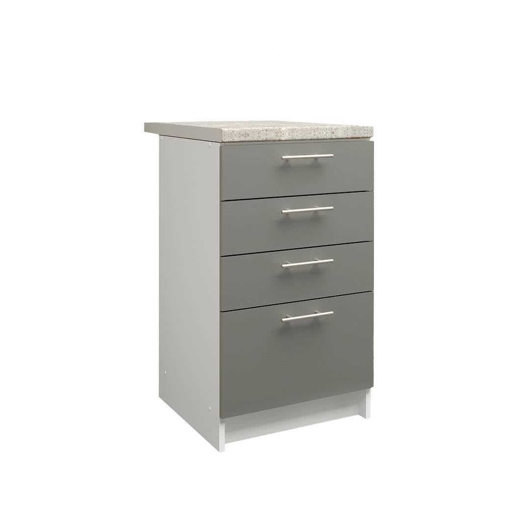 JD Greta Fixed Height 500mm Kitchen Drawer Base Cabinet Floor Unit with 38mm Worktop โ Grey Matt
