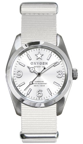 Image of Oxygen Paris 38 Unisex Quartz Watch with White Dial Analogue Display and White Nylon Strap