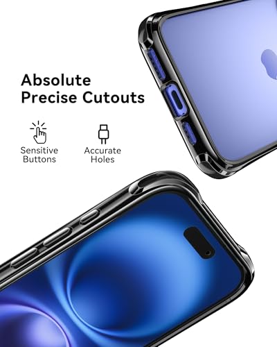Image of Mkeke for iPhone 16 Case, [Not Yellowing] [16FT Military-Grade Drop Protection], Slim Clear iPhone 16 Case for Apple 16 with Shockproof Bumper 2024 - Black