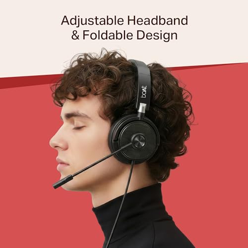 Image of boAt BassHeads 900 C Pro with 40mm Drivers, Lightweight Foldable Design, Unidirectional Retractable Mic, Adjustable Headband, USB Type-C Compatibility, Remote Control, Wired Headphones with Mic(Black)