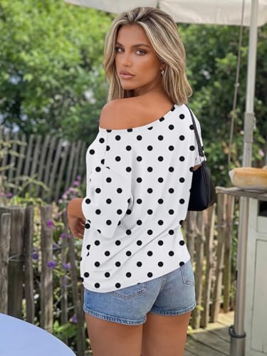Image of Trendy Queen Womens Off the Shoulder Tops Oversized Summer T-Shirts 2026 | Breathable Strenchy Comfort Material Short Sleeve Basic Oversized Tees Casual Workout Gym Y2k Going Out Clothes