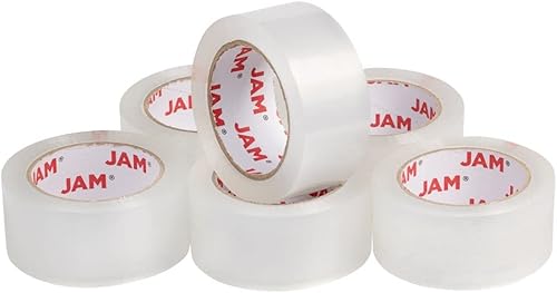 Miniatura 9 de JAM PAPER Cinta de embalaje resistente cinta industrial transparente 2 pulgadas x 110 yardas por rollo 12 rollos grandes por paquete