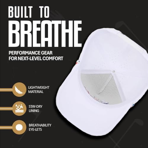 Image of Curves & Clubs Titties Golf Hat - Funny Golf Hat, Titties Hat - Funny American Hat - Men's Gifts (Cotton, White-Black)