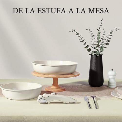 Miniatura 9 de Gipp Juego De Ollas Y Sartenes Cerámicas Antiadherente - Juego De Cocina Con Mangos Desmontables, No Tóxico, Apto Para Inducción, Horno Y Lavavajillas Blanco 11pcs