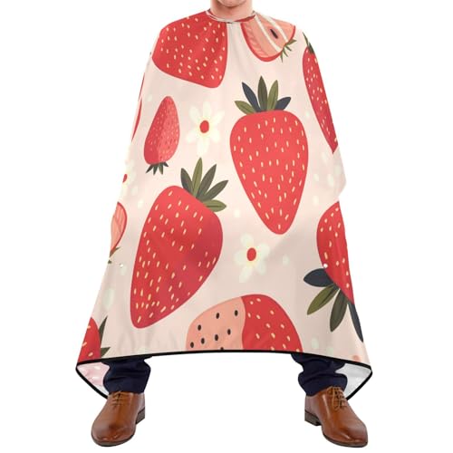 Kigai Strawberry Hair Cutting Cape for Men & Women Waterproof Barber Cape Professional Hairdressing Salon Styling Apron with Adjustable Closure Snap