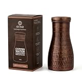 OCTAZI Pure Copper Water Bottle 1L – 100% Unlined Ayurvedic Tamra Bottle for Health & Detox | Leak-Proof, Hammered Copper Drinking Flask for Alkaline Water, Yoga, Office & Travel Use