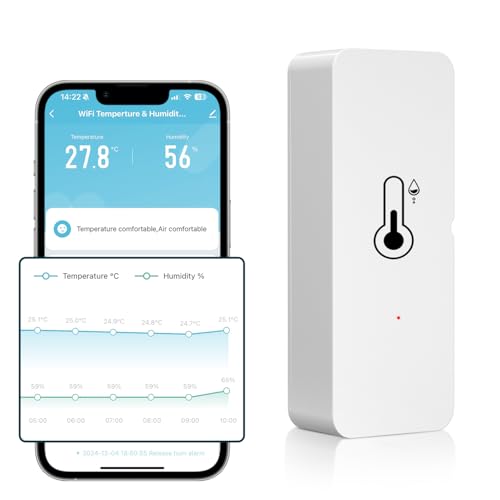 MIUCDA WLAN Hygrometer Thermometer Sensor Innen, kabelloser Smart Temperatur und Feuchtigkeitsmonitor mit Remote App Benachrichtigungsalarm Kompatibel...