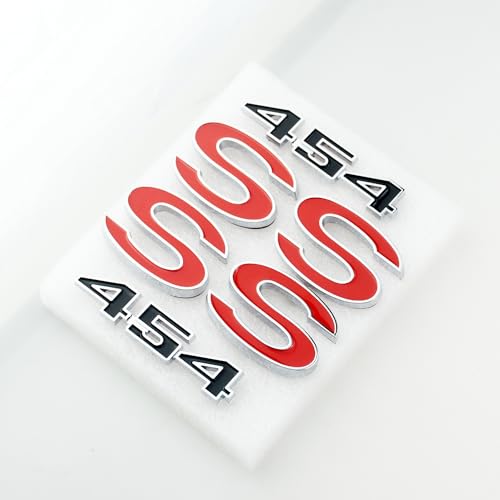 Image of 6Pcs Set SS 454 Fender Emblem 3D Tape Badge Sticker Nameplate Letter Replacement for 1970 1971 1972 El Camino Malibu (Red Black)