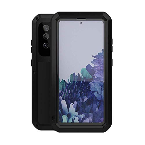 LOVE MEI for Samsung Galaxy S20 FE 5G Case,Outdoor Sports Military Heavy Duty Metal Cover Waterproof Shockproof Dustproof Full Body Protective Case with Built in Tempered Glass Screen Protector(Black)