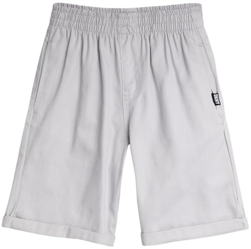 Image of DKNY Boys 3 Piece Button Down Shirt Crewneck Tee and Twill Shorts Set | Woven Button Down, Soft Tee and Matching Shorts, Breezy Lightweight Comfort for Everyday Summer Wear and Play
