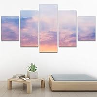 SIGNWIN 5 Panel Canvas Wall Art Modern Art Coastal Colorful Multicolor Photography Romantics Sunset for Home Decorations Ready to Hang - 60