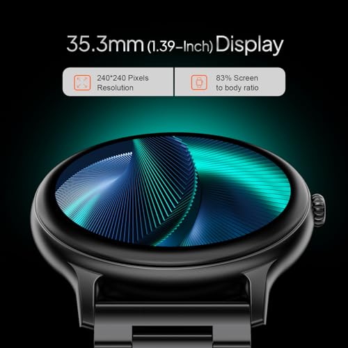 Fire‑Boltt Phoenix Pro Round Smart Watch 1.39″ Display with Bluetooth Calling, AI Voice Assistant,SpO2 & Heart Rate Monitor, 120+ Sports Modes,IP67 Waterproof Metal Smart Watch for Men & Women - Black