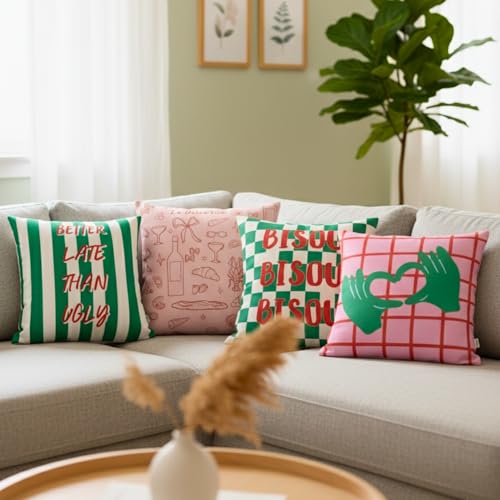 Image of Sleepy Threads Cushion Covers Set of 5 | 16 Inch X 16 Inch | Aesthetic Pop Design Cotton Blend Throw Pillow Cover | Multicolor Quirky Prints | Zipper Closure | Sofa Cushion Cover | Bedroom Home Decor