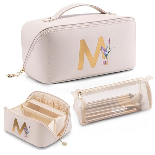Vlando Mothers Day Gifts,Initial Makeup Bag,Travel Makeup Bag,Teacher Appreciation Gifts Birthday Gifts Bridesmaid Gifts Bride Wedding Gifts Graduatio