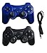 Ps3 Controller Wireless Controller with Charger Cable - 2 Pack Dual Vibration ( Blue and Black - Compatible with Playstation 3 PS3 ) by IHK