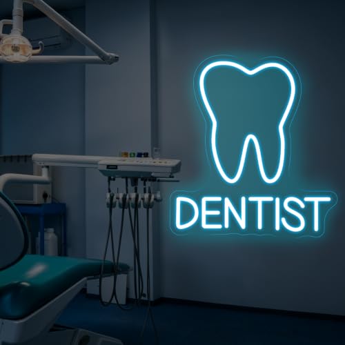 Image of Tooth Dentist Neon Sign Dential Clinic Hospital Open LED Light