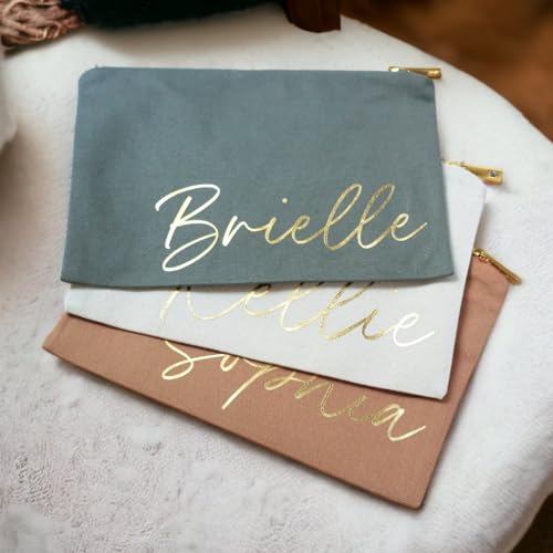 Personalized Makeup Bag for Women, Bridesmaid Gift, Personalized Pouch, Cosmetic Bag Custom Bag, Monogram Make Up Bag, Bridesmaid Proposal (Sage Green) - Thumbnail 2