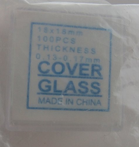 CapitolBrand M3453-1818 Glass Microscope Slide Cover Slip, 18mm Length, 18mm Width, #1 Thick (Box of 100)