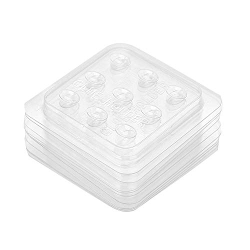 Eyelash Glue Holder, Eyelashes Adhesive Pallet 10 Pcs Plastic False Eyelash Glue Gasket Eyelash Extension Holder Adhesive Pallet Disposable Glue Holder with 9 wells