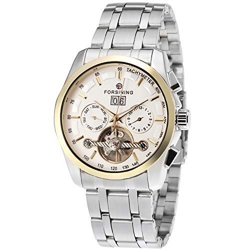 Forsining Men's Automatic Self-winding Day Calendar Stainless Steel Bracelet Brand Watch FSG9404M4S2