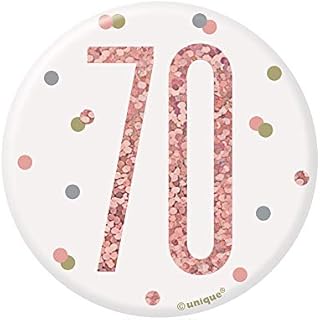 Unique 84872 Number 70" Badge | Glittery Rosegold | 1 Pc, Rose Gold, Age