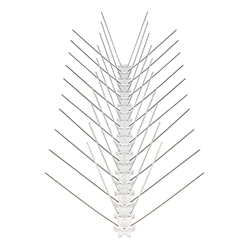 VIIRKUJA Bird Spikes 3 Metres Stainless Steel Pigeon Repellent 4 Rows Total Length 300 cm 6 Elements 50 cm Bird Repellent with Click Closure and Predetermined Breaking Points