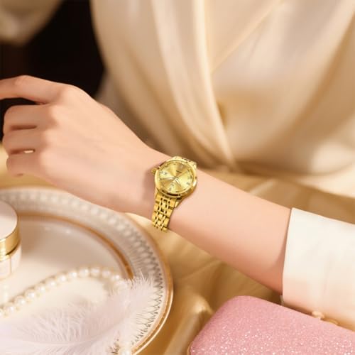 OLEVS Womens Automatic Watch Gold Luxury Diamond Self Winding Ladies Wrist Watches Waterproof Luminous Date3
