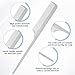 2Pcs Metal Rat Tail Comb Stainless Steel Rattail Comb Fine Teasing Pintail Barber Combs Styling Combs with Metal Pick for Braiding Hair Cutting Styling (Silver)