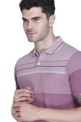 Image of SANE ORIGINALS T-Shirt for Men with Pocket || Textured Striped Polo for Men
