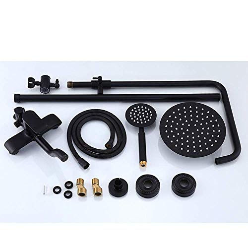 Ensemble de douche rétro noir encastré avec douchette réglable