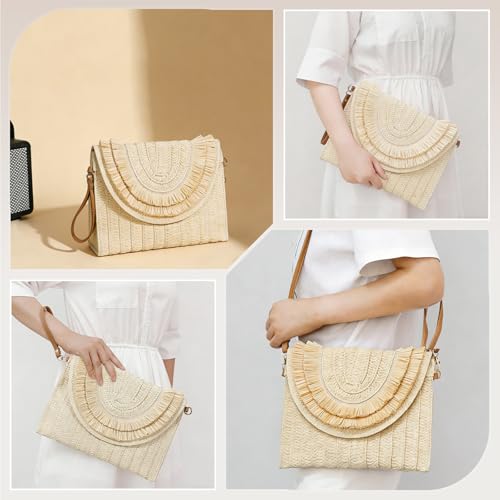 Bolso bandolera de rattan tejido a mano para mujer miniatura 7
