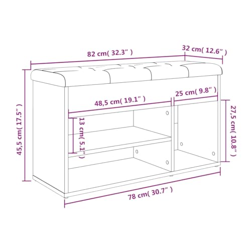 Banc à chaussures gris Sonoma avec coussin rembourré et structure robuste en bois
