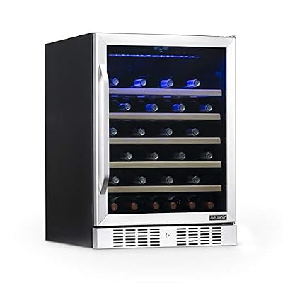 NewAir Built-In Wine Cooler and Refrigerator, 52 Bottle Capacity Fridge with Triple-Layer Tempered Glass Door, AWR-520SB