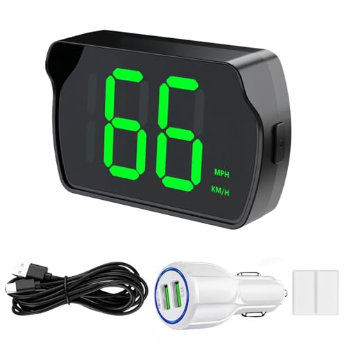 GUGUMO GPS Digital Speedometer for Car MPH, Universal HUD Speed Meter with LED Large Font with USB Cable, Plug and Play for Truck Motor SUV Golf Cart All Vehicles (Contain Car Charger Adapter)