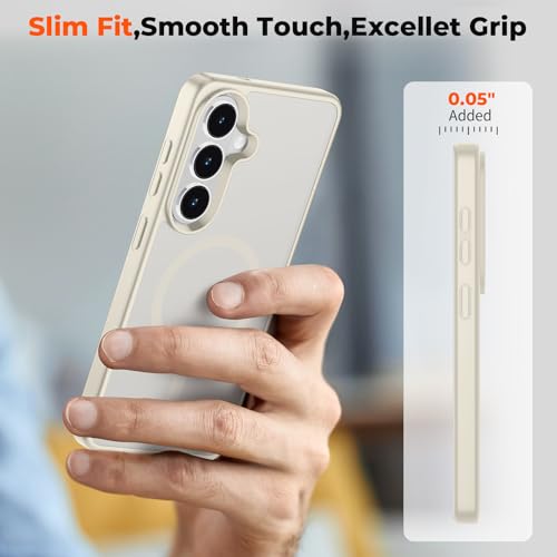 Image of SUPFINE Magnetic for Samsung Galaxy S26 Plus Case with Screen Protector, (Built-in Magnets) (Military Grade Drop Protection) Slim Translucent Shockproof Phone Case,Stone