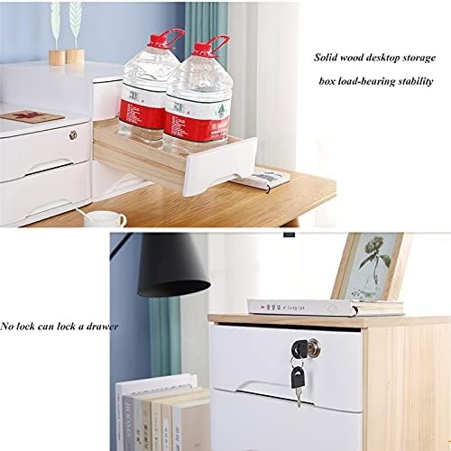 Cassettiera da scrivania in legno con 3 cassetti bloccabili A4/file di ricevute nizer per ufficio scatola portaoggetti piatta per casa e ufficio
