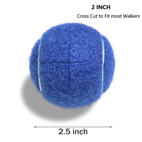 Image of Walker Tennis Balls, Precut Tennis Balls for Walkers, Walker Glide Balls for Chairs, Desks, Furniture Legs and Floor Protection, Heavy Duty Long Lasting Felt Pad Glide Coverings -4PCS Blue