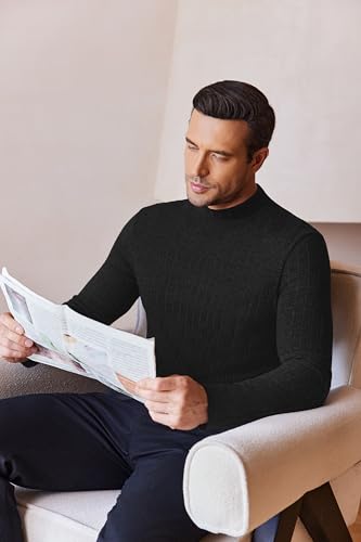 Ekouaer Men's Mock Turtleneck Shirts Long Sleeve Underwear Tops Fleece Ribbed Knit Pullover Sweater Basic Thermal Sweatshirts3