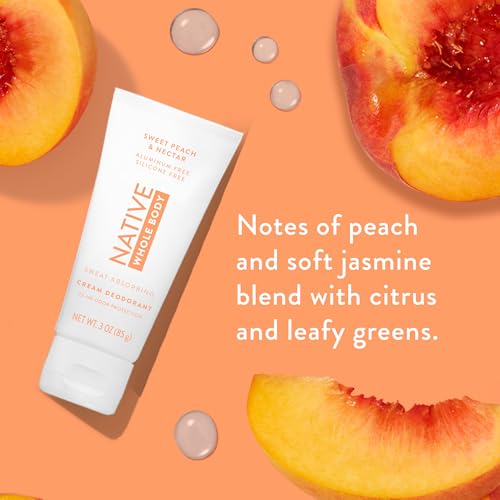 Image of Native Whole Body Deodorant Cream Contains Naturally Derived Ingredients, Deodorant for Women & Men | 72 Hour Odor Protection, Aluminum Free with Coconut Oil and Shea Butter | Sweet Peach & Nectar